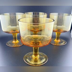 4 Amber cordial glasses or dessert glasses. 9oz